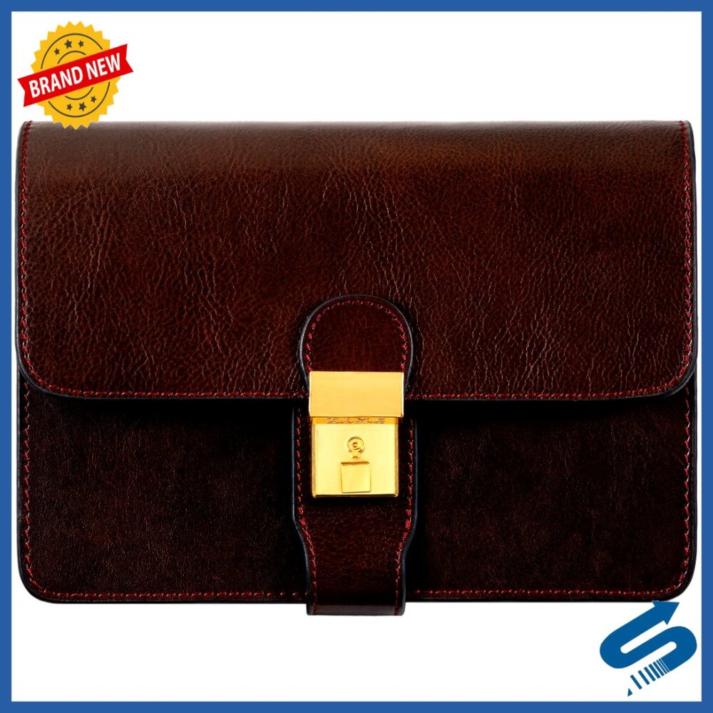 Italian Leather Clutch Organizer Wrist Bag Handmade Briefcase Minimal Classic